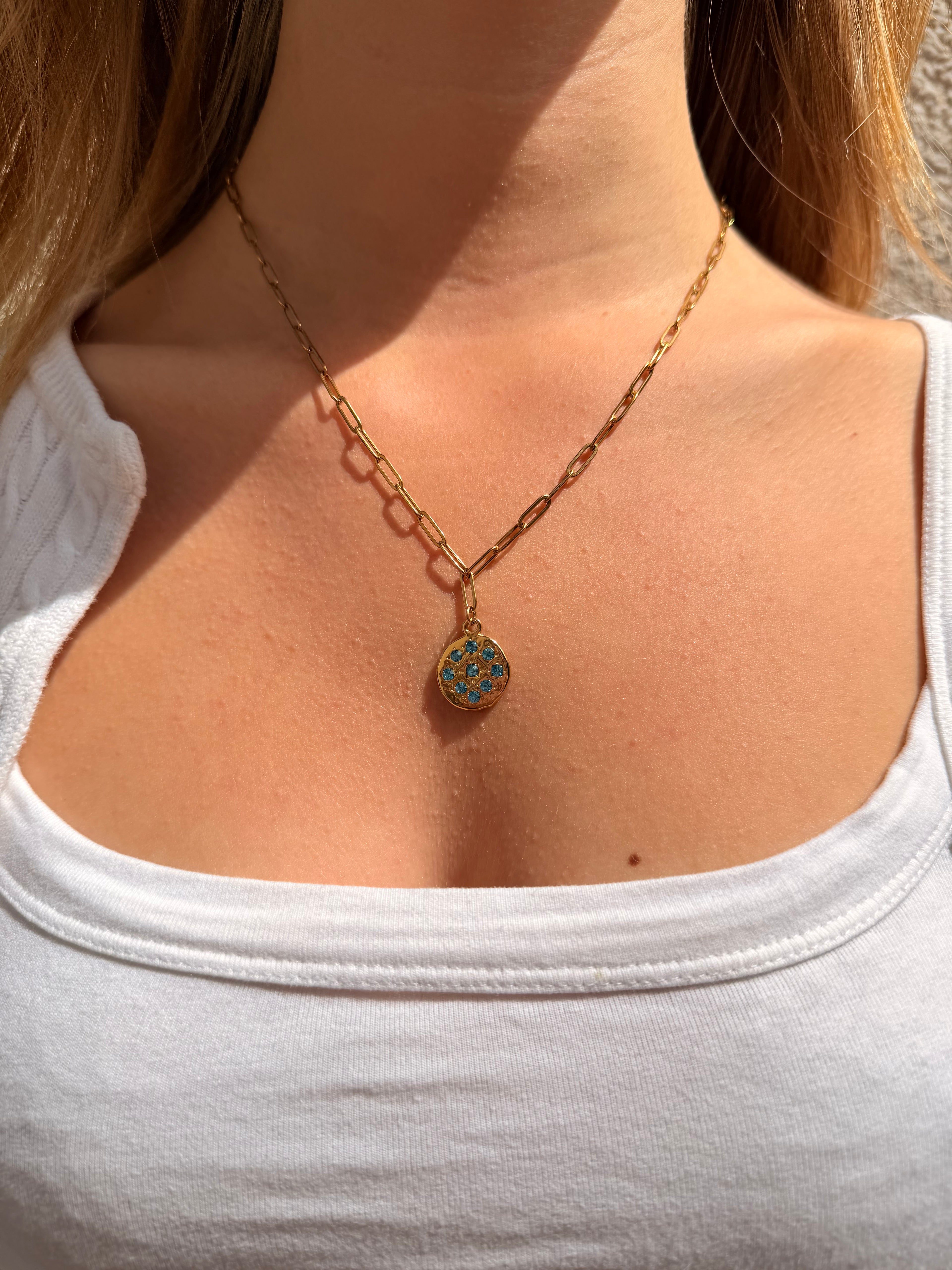 Blue Astra Charm Necklace